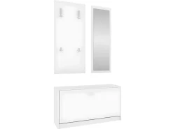 Set de mueble zapatero 3 en 1 madera contrachapada blanco ES208921