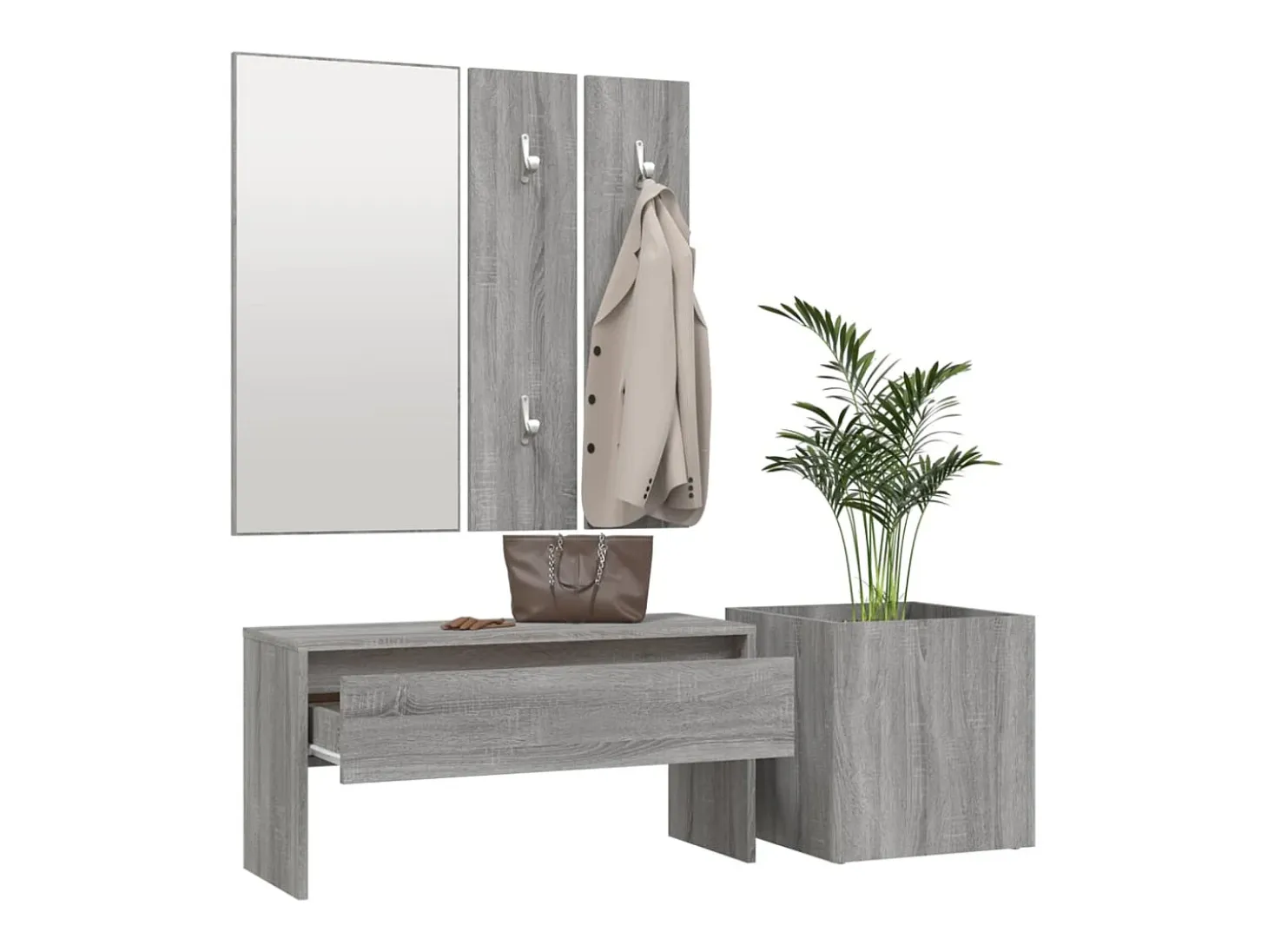 Set de muebles de recibidor madera contrachapada gris Sonoma ES731490