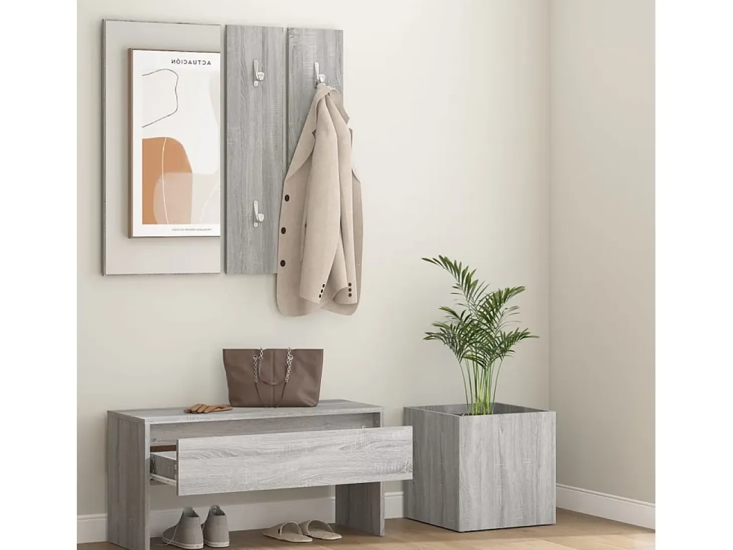 Set de muebles de recibidor madera contrachapada gris Sonoma ES731490