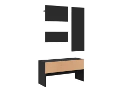 Set de muebles de recibidor 4 piezas madera de ingeniería negro