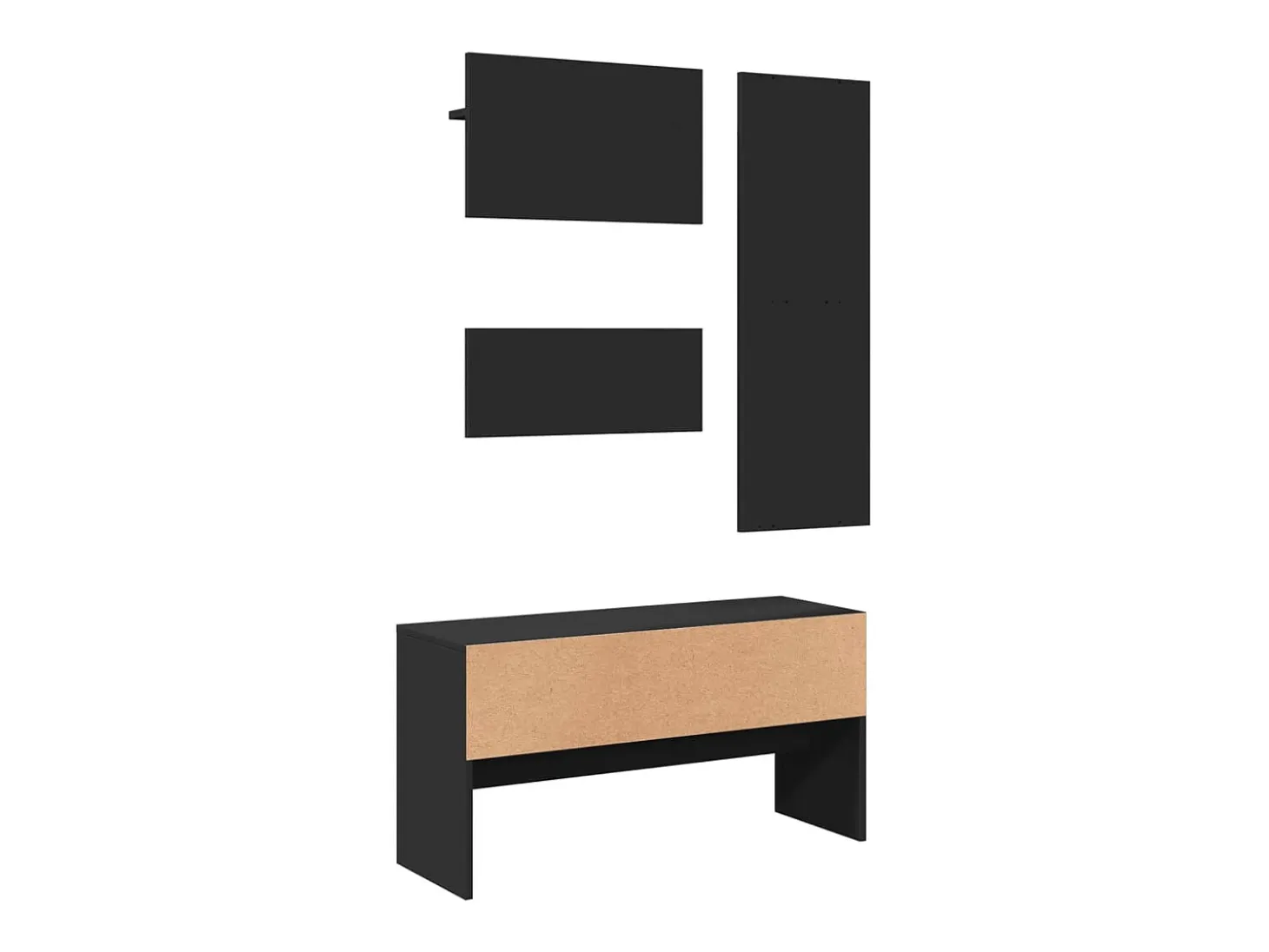 Set de muebles de recibidor 4 piezas madera de ingeniería negro