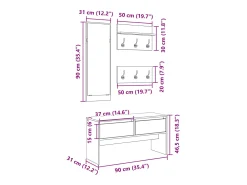 Set de muebles de recibidor 4 pzas madera de ingeniería blanco