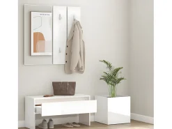 Set de muebles de recibidor madera contrachapada blanco brillo ES758370