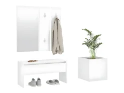 Set de muebles de recibidor madera contrachapada blanco brillo ES758370