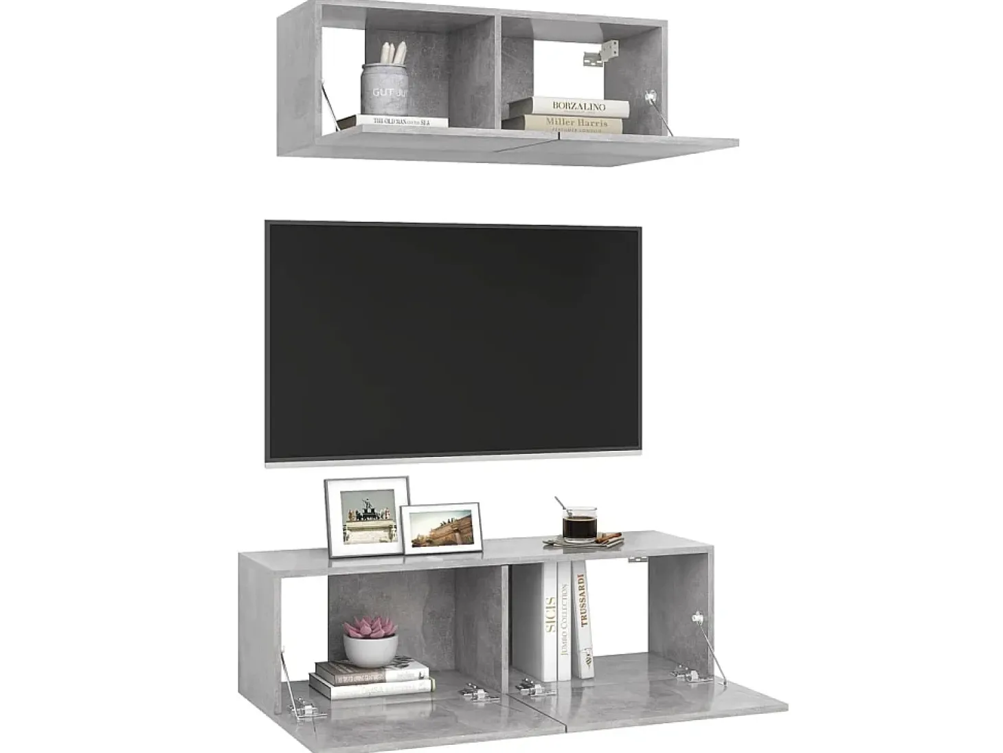 Set de Muebles para TV 2 pzas madera ingeniería gris hormigón ES10541