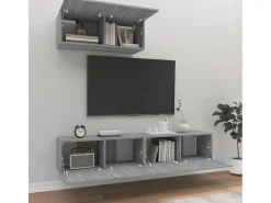 Set de muebles para TV 3 pzas madera contrachapada gris Sonoma ES94706