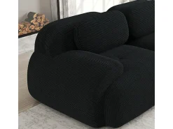 Set de Sofá Modular de Pana Acanalada: Pouf - 92.5x75x44cm - Negro