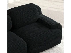 Set de Sofá Modular de Pana Acanalada: Pouf - 92.5x75x44cm - Negro