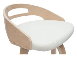 Set de 2 taburetes de cocina de diseño madera clara y poliuretano blanco 65 cm MANO