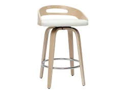 Set de 2 taburetes de cocina de diseño madera clara y poliuretano blanco 65 cm MANO