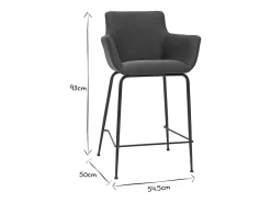 Set de 2 taburetes de cocina de tela gris antracita 65 cm CARLIE