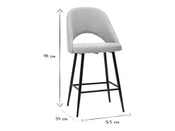 Set de 2 taburetes de cocina efecto aterciopelado texturizado gris 65 cm COSETTE