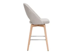 Set de 2 taburetes de cocina nórdicos de tela efecto aterciopelado texturizado beige y madera de caucho maciza 65 cm COSETTE