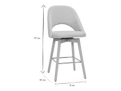 Set de 2 taburetes de cocina nórdicos de tela efecto aterciopelado texturizado beige y madera de caucho maciza 65 cm COSETTE