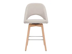 Set de 2 taburetes de cocina nórdicos de tela efecto aterciopelado texturizado beige y madera de caucho maciza 65 cm COSETTE