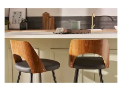 Set de 2 taburetes de cocina de diseño negro y nogal 66,5 cm FALCOM