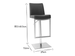 Set de 2 taburetes de cocina regulables negros con acero cromado KYLE
