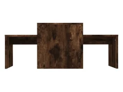 Set mesas centro madera contrachapada roble ahumado 100x48x40cm
