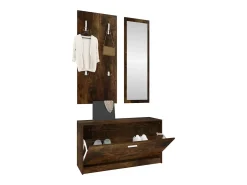 Set mueble zapatero 3 en 1 madera contrachapada roble ahumado ES928081