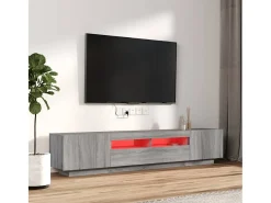 Set muebles TV con LEDs 2 pzas madera contrachapada gris Sonoma ES13349