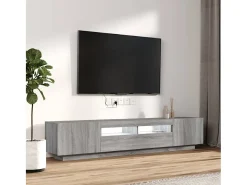 Set muebles TV con LEDs 2 pzas madera contrachapada gris Sonoma ES13349