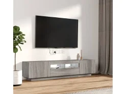 Set muebles TV con LEDs 2 pzas madera contrachapada gris Sonoma ES87004