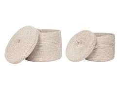Set van 2 SEBAL opbergmanden met deksel – Beige Katoen