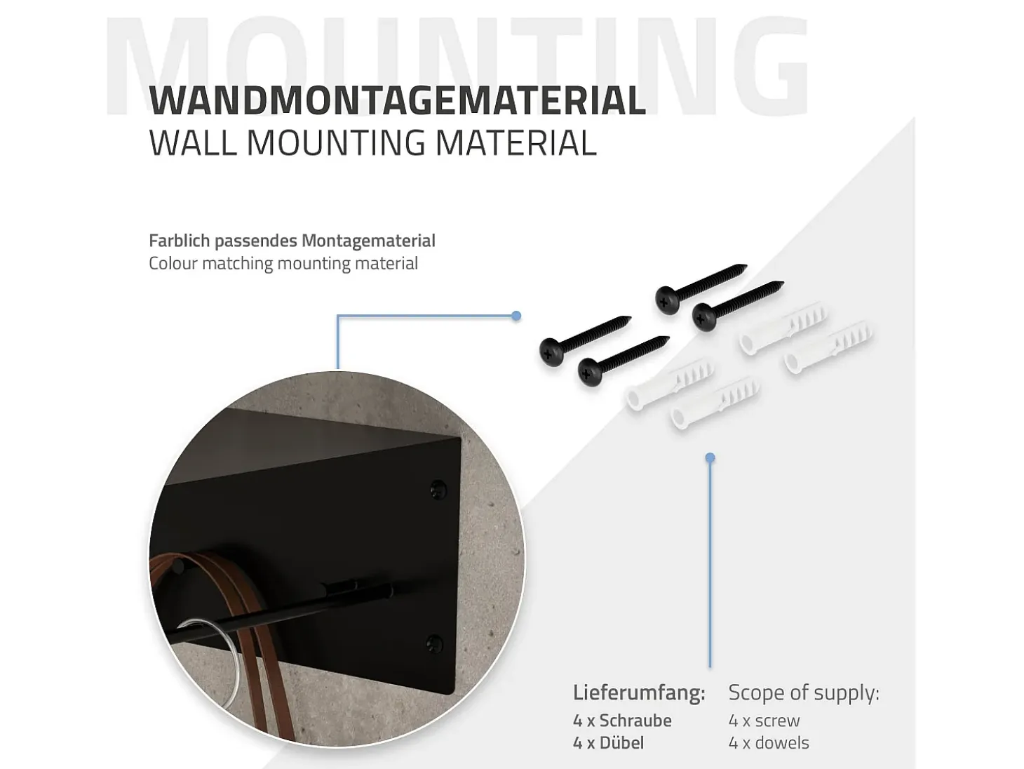 Set 2x Perchero de pared con barra de colgar y estante negro metal 60x30x15 cm