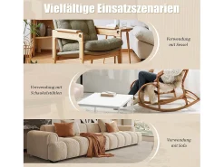 Sienna - Mesa auxiliar rodante con estructura en Z reforzada, se desliza bajo el sofá, madera maciza 50×44 cm, ideal para salón, dormitorio o balcón