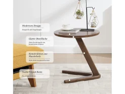 Sienna - Mesa auxiliar rodante con estructura en Z reforzada, se desliza bajo el sofá, madera maciza 50×44 cm, ideal para salón, dormitorio o balcón