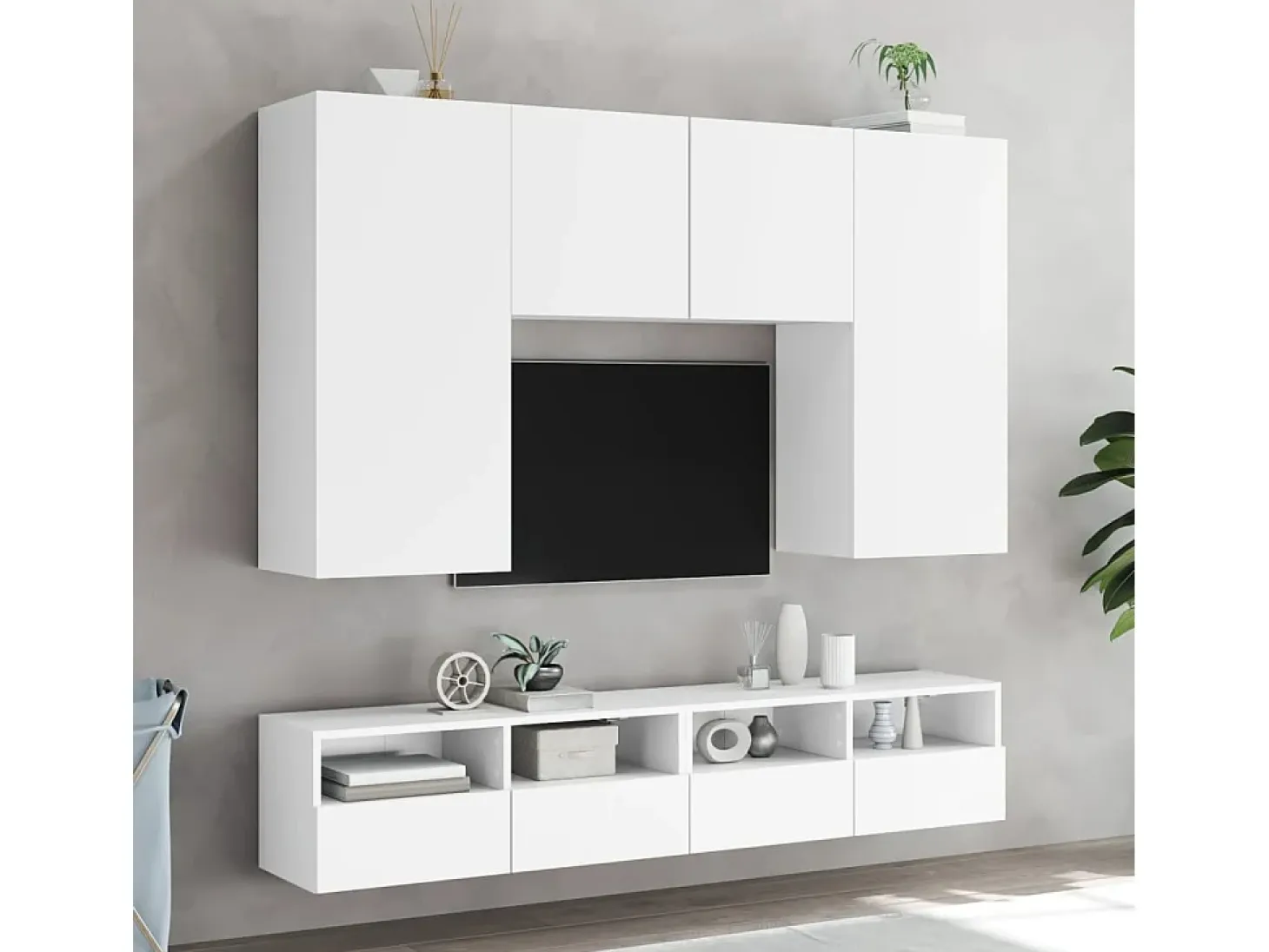 Sil Mueble de pared para TV madera de ingeniería blanco 80x30x30 cm