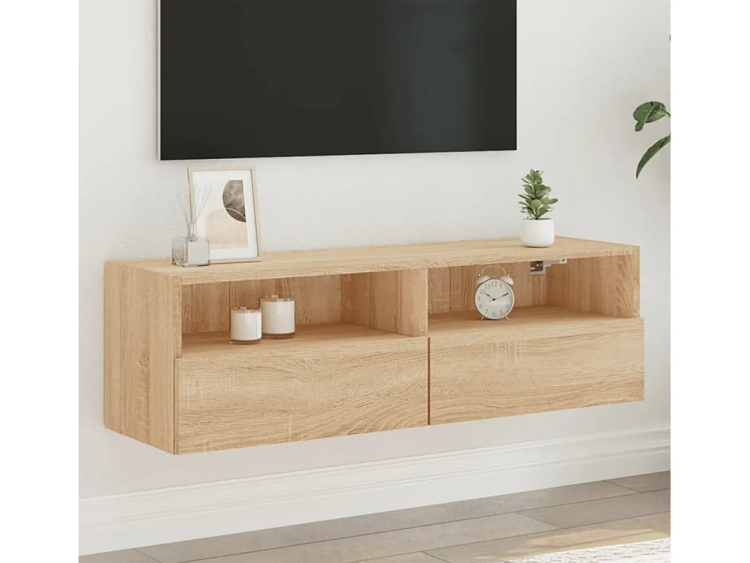 Sil Mueble de pared TV madera ingeniería roble Sonoma 100x30x30 cm