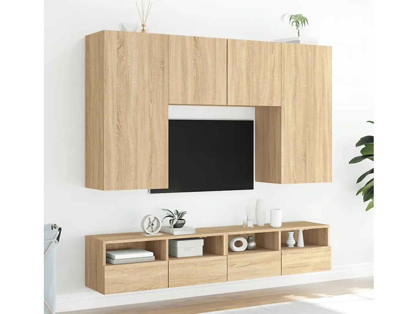 Sil Mueble de pared TV madera ingeniería roble Sonoma 80x30x30 cm