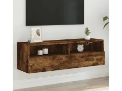 Sil Mueble de pared TV madera ingeniería roble ahumado 100x30x30 cm