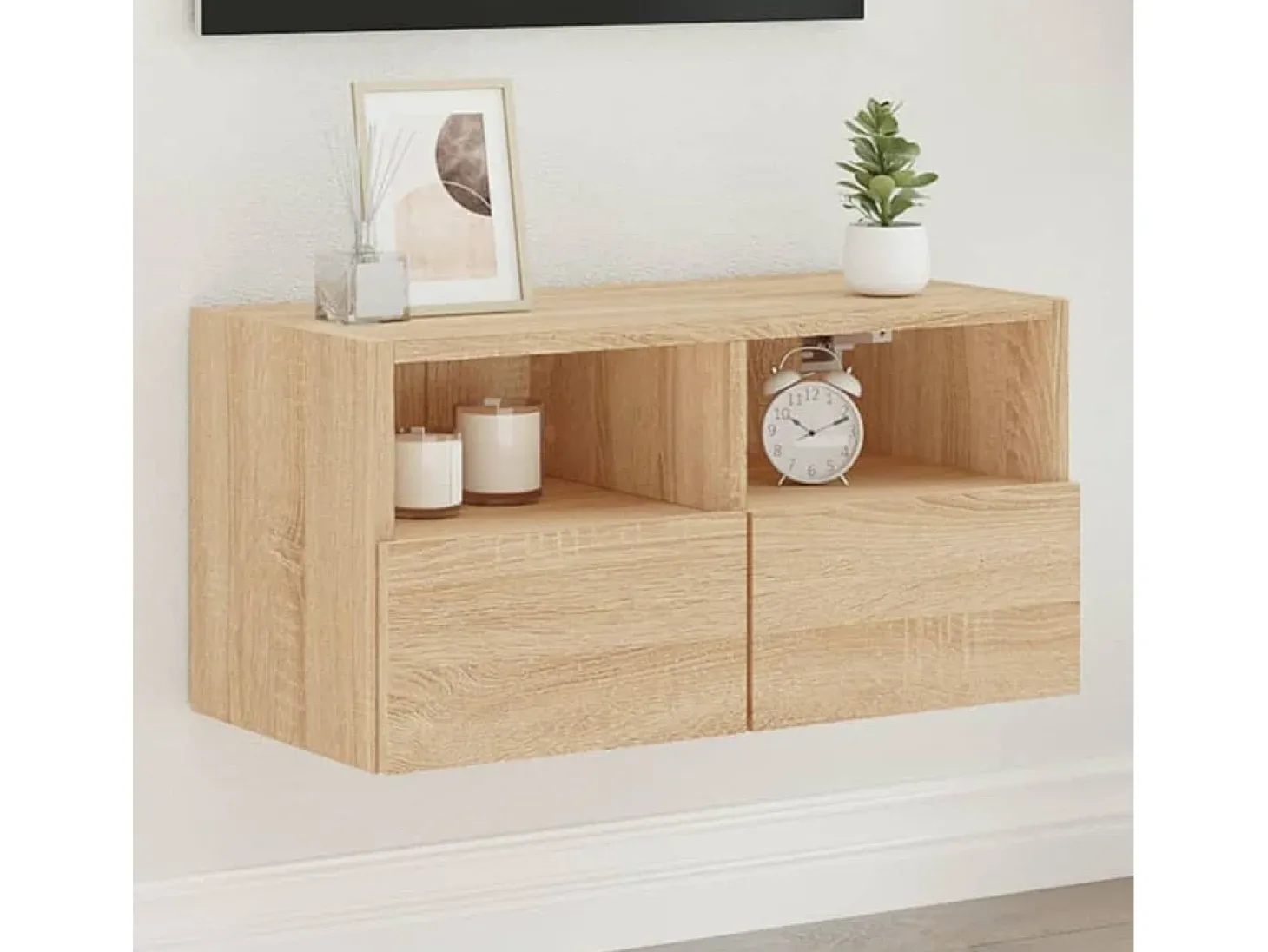 Sil Mueble de TV de pared madera ingeniería roble Sonoma 60x30x30cm