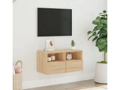 Sil Mueble de TV de pared madera ingeniería roble Sonoma 60x30x30cm