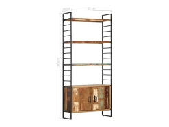 Sildor Estantería de 4 niveles madera maciza reciclada 80x30x180 cm