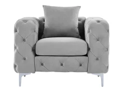 Silla chesterfield de terciopelo antracita y pie de metal EDWINA