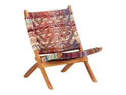 Silla chindi plegable de tela multicolor