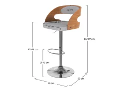Silla de bar ajustable 62/84 cm en tejido gris claro - Louis