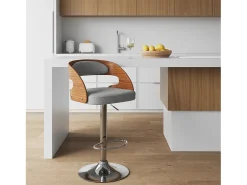 Silla de bar ajustable 62/84 cm en tejido gris claro - Louis