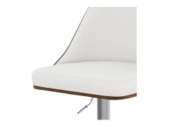 Silla de bar regulable en madera oscura y PU blanco 56/77 cm - Georges