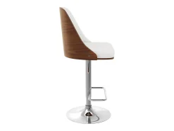 Silla de bar regulable en madera oscura y PU blanco 56/77 cm - Georges