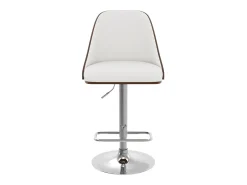Silla de bar regulable en madera oscura y PU blanco 56/77 cm - Georges