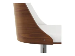 Silla de bar regulable en madera oscura y PU blanco 56/77 cm - Georges