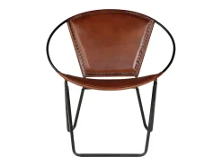 Silla de cuero auténtico marrón