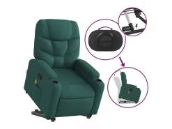 Silla de masaje reclinable de pie de tela verde oscura SHL2214