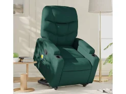 Silla de masaje reclinable de pie de tela verde oscura SHL2214