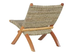 Silla de ratán kubu natural y madera maciza de caoba