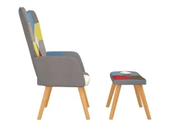 Silla de relajación | Sillón de relax con reposapiés tela patchwork SHL2844